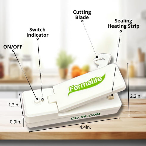 Mini Bag Sealer and Cutter for Potato Chips, Snacks, Plastic Bags - Handheld, Rechargeable Vacuum Seal for Airtight & Freshness