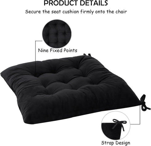 MissSoul Set 2 15.5" of Chair Cushions for Dining Chairs with Ties, Indoor Non-Slip Kitchen Chair Pad and Dining Room