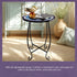 Kaesithar 15 Inch Tall Outdoor Side Table, Metal Patio End Table with Twin Koi Fish Pattern, Rust Proof Black Small