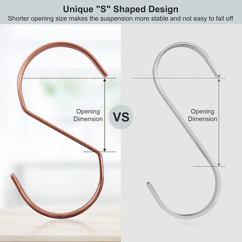 SumDirect 10pcs 4 Inch Rose Gold Flat S Hooks - Heavy Duty Stainless Steel S Shaped Hooks for Hanging