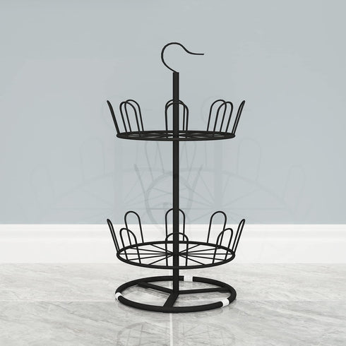 OLDRAINBOW Rack(2 Revolving Round Iron Shoe Tree Rack,Standing Circular Rotating Shoe Rack,Spinning Shoe Organizer