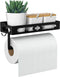 Wall Mount Paper Towel Holder for Kitchen - Self Adhesive Design with Shelf and 2 Hooks for Bathroom, RV