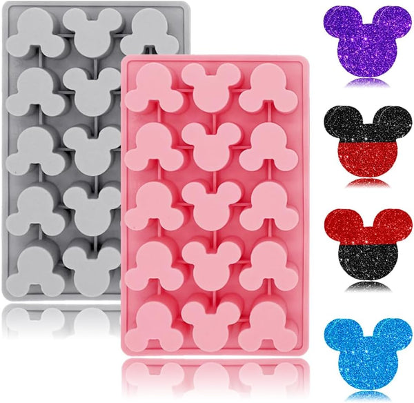 2 Pack Mouse Molds Silicone, 15 Cavity Cartoon Mouse Gummy Molds, Chocolate Molds Tray for DIY Baking Tool