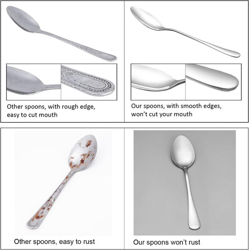 12 Pcs Dinner Spoon Set, Premium Food Grade Stainless Steel, 7.3 Inch, Mirror Finish & Dishwasher Safe