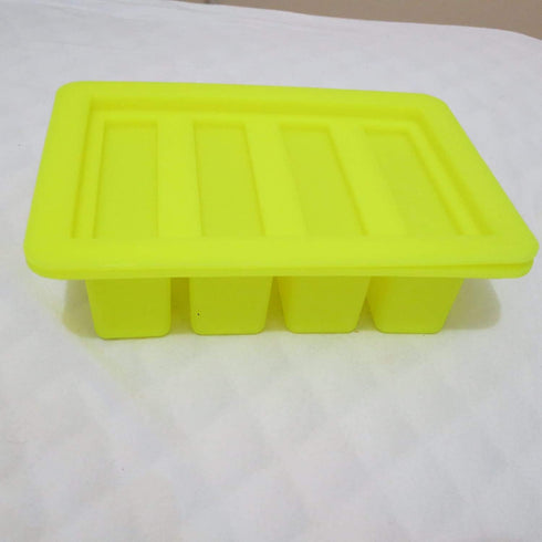 Butter Molds Large 4 Cavities Silicone Butter Mold - Pudding & Jello Shot Mold with Lid (Yellow)