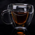 Heart Shaped Double Walled Insulated Glass Coffee Mugs, 8 oz Clear Aesthetic Tea Cups