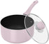 Utopia Kitchen 2 Quart Nonstick Saucepan with Detachable Handle & Glass Lid, Induction Compatible, Purple - Black