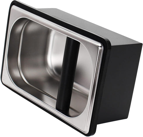 Stainless Steel Espresso Knock Box, Coffee Pucks Container with Steel Holder and Noise Reduction Rubber Ring