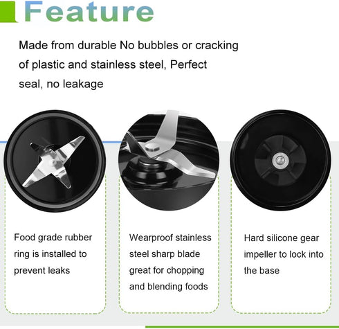 QT 2X Cross Blades with Gaskets, Compatible with Magic Bullet 250W MB1001 Series Replacement Part