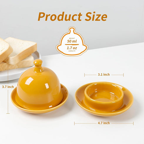 2026 17 OZ 2 Butter dish, Ceramic Small Butter Dish with Lid, NEW Original Design Mini Butter Crock Keeper with Handle
