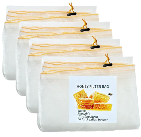 SPMKTQK Honey Strainer, 4 Pcs Honey Filter Bag Ultra-Fine Mesh Strainer with Adjustable