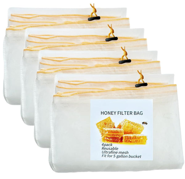 SPMKTQK Honey Strainer, 4 Pcs Honey Filter Bag Ultra-Fine Mesh Strainer with Adjustable