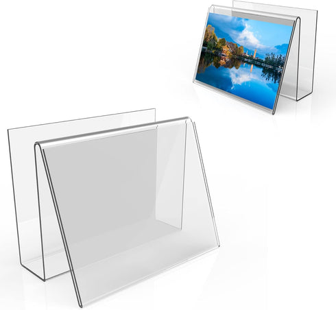 Acrylic Postcard Display Stand, 4 x 6 in Clear Easel Holder for Pictures, Books, Cards, Artworks, 2PC