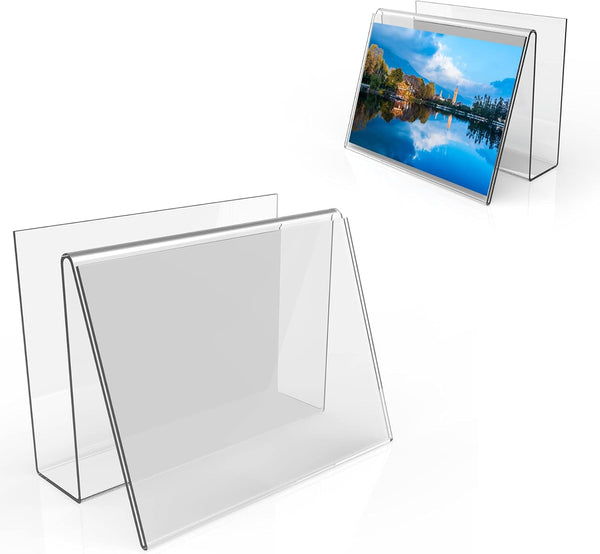 Acrylic Postcard Display Stand, 4 x 6 in Clear Easel Holder for Pictures, Books, Cards, Artworks, 2PC