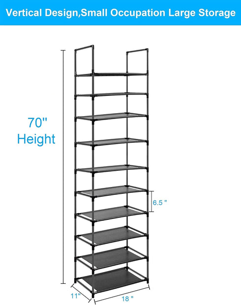 Easyhouse 10 Closet, 18-22 Tier Metal Shoe Rack for Entryway, Bedroom, Narrow Tall Shelf Organizer for Space Saving