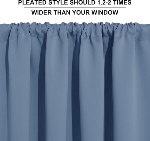 RYB HOME 45 Inch Darkening Privacy Curtains for Kitchen Room, 2 Panels Set, Width 34 x Length 45 Inch, Stone Blue