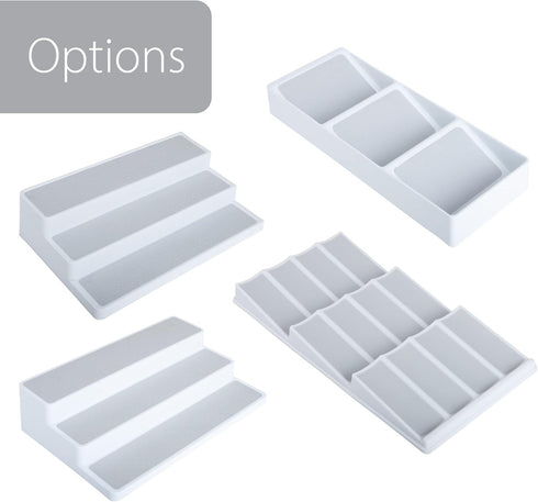 Smart Design 3 Section Plastic Spice Rack Drawer, Non-Slip Lining and Feet, BPA Free, Seasoning Jars, Makeup Storage,