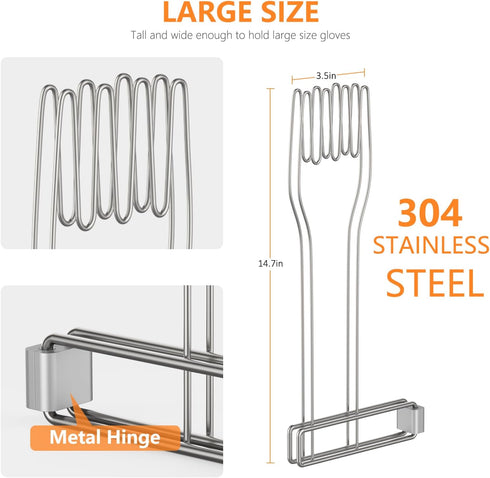 Kitchen Glove Holder, Stainless Steel Vertical Rack, Multi-Purpose Collapsible Glove Drying Stand