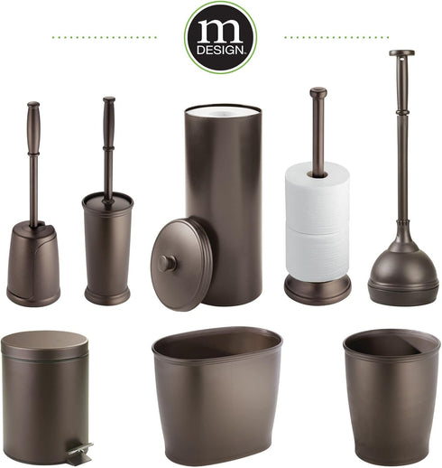mDesign Toilet Bowl Brush and Holder - Compact Bathroom Toilet Scrubber in Modern Holder - Hyde Collection - Bronze