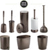mDesign Toilet Bowl Brush and Holder - Compact Bathroom Toilet Scrubber in Modern Holder - Hyde Collection - Bronze