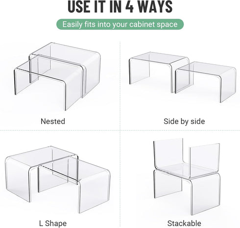 Set 2 Countertop Clear Cabinet Organizer, Shelf Organizer of for Kitchen Pantry Organizers and Storage, Display Cabinet