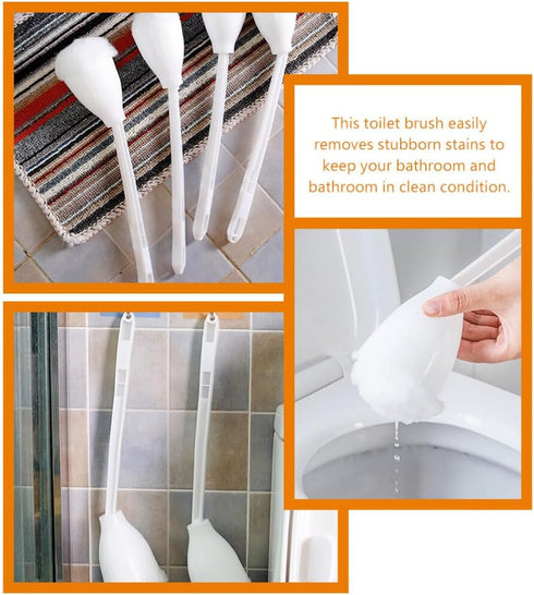 KALLORY 4pcs Toilet Brush Set - White Soft Swab Toilet Bowl Mop, Scrubber Cleaning Brush for Home Washroom