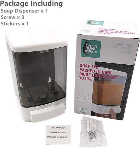Manual Soap Dispenser, 33.8oz/1000ml Wall Mounted for Liquid Containers, Shampoo Gel, Black Plastic