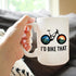 I'd Bike That Coffee Mug, Bicycle Themed Decor and Gifts for Mountain Bikers, Large 15oz White Ceramic Mug