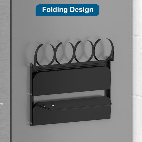 Rack,4-Slot Magnetic Spice Stanley Cup Water Bottle Holder with Paper Towel Holders and Removable Hooks