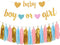 Baby Gender Reveal Decorations - Glitter Letters Banner with Hearts, Tissue Paper Tassels Garland Set