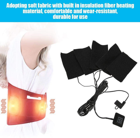 USB Heating Pad for Coat,USB Electric Cloth Heater Pad,Five HeatingElement Pads Carbon Fiber Heated Clothes Pad Foldable 35?-50? Adjustable Temperature Warmer Tool
