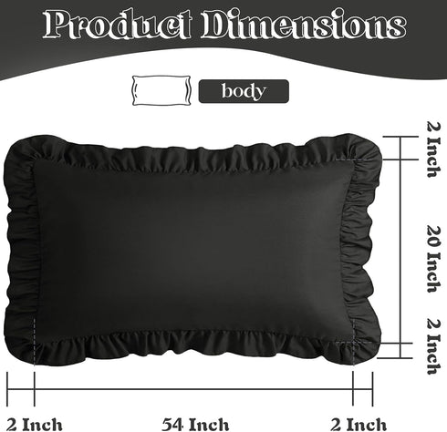Set 1, 20" 54", KKJIAF Ruffle Body Pillow Cases of Ruffled Pillow Covers with Envelope Closure, Body Pillowcases Size