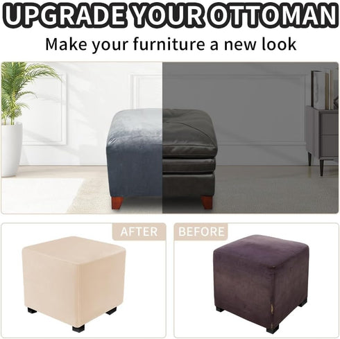 S/Length&Width:13-18"/Height:15-18",Camel) Ottoman Covers Slipcover Square Ottoman Covers Protector for Footrest Foot
