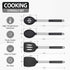 Pack of 4 Large Silicone Cooking Spatulas and Spoons, Slotted and Solid Stainless Steel Cooking Utensils Set, Non-stick Heat Resistant Kitchen for Baking, Fried, Stir-Fry, Mixing, Serving (Black) by DaiRen Kitchen