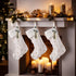 AOGU 3 Pack 22 Inch Faux Fur Sequin Christmas Stockings, Snowy White Hanging Ornaments, Gold