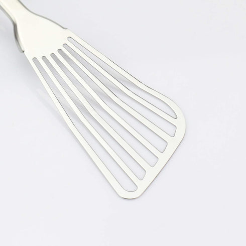 304 Stainless Steel Fish Spatula - Non-Slip Ergonomic Handle Slotted Spatula, Black for Cooking