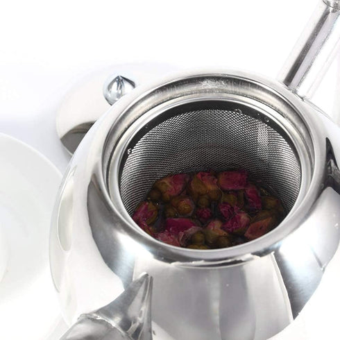 Durable Stainless Steel Teapot, Tea Coffee Pot Water Kettle with Filter, Large Capacity (1L)