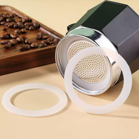 2 Cup Stovetop Espresso Coffee Maker Replacement Parts, 2 Pcs Filter with 4 Pcs Silicone Gasket Seals