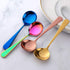 MINGYU 4-Piece Heavy Round Soup Spoons Set, Multicolor Premium Stainless Steel, Mirror Polish & Dishwasher Safe