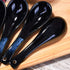 Japanese Ceramic Soup Spoon Set of 5, Blue and Black Table Spoons for Meals, Soups, Ice Creams, Microwave Safe