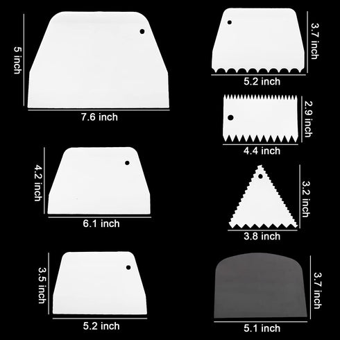 Anvin Cake Scraper Smoother Tool Set, Plastic Frosting Scraper Combo for Buttercream Edge Decorating, 10 Pcs