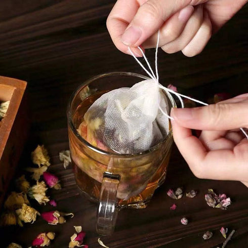400 pcs Tea Filter Bags, Disposable Empty Cotton Drawstring Seal Filter for Loose Leaf Tea