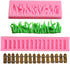 (Set of 2) Green Grass and Garden Picket Fence Silicone Fondant Mold - Chocolate Candy Gumpaste Tool