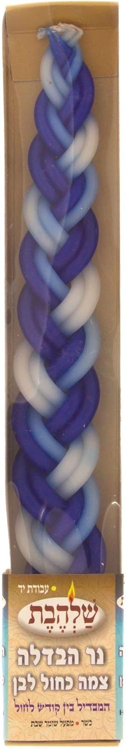 Set of 3 Blue and White Braided Havdalah Wax Candle