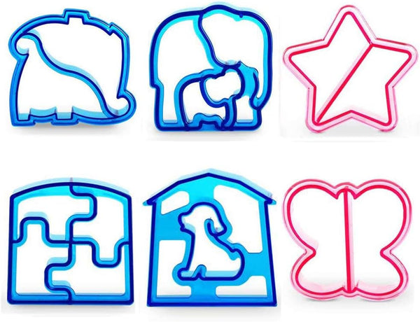 6 Pack Sandwich Cutters and Bread Crust Shape Remover for Kids, Cute Animals Shapes Toast Mould DIY Slicer Kit