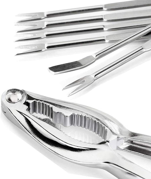 Set, 8Pcs Set Lobsters Crackers and Picks Crab Leg Cracker Tools - Stainless Steel Seafood Crackers & Forks Nuts