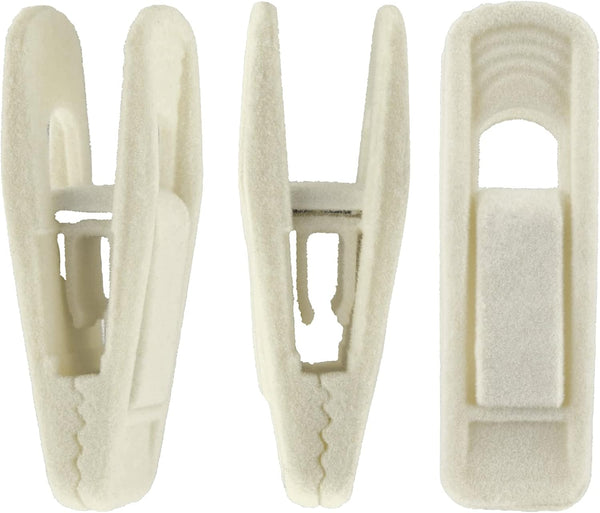 Velvet Hangers Clips, 20 Pack Ivory Pants Hanger Clips, Strong Clips for Thin Felt Hangers