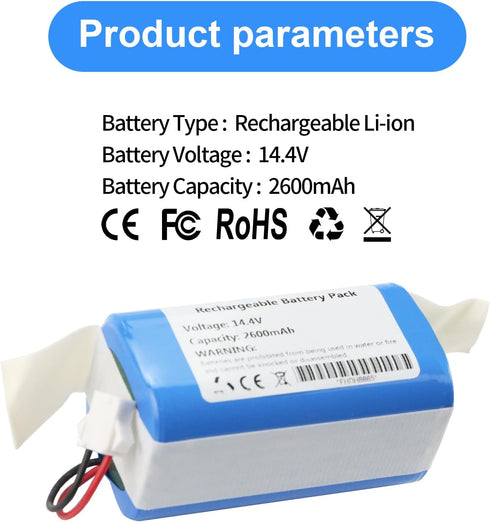MULS 2600mAh Battery Replacement for Tikom L9000 L8000 G8000 Robot Vacuum Cleaner Yeedi K600 K650 K680 K700 Vacuum 14.4V