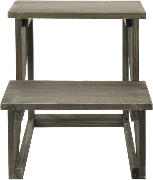 2 MyGift Tier Rustic Dark Gray Wood Desktop Plant Rack, Farmhouse Style Planter Stand, Desk Display Organizer, Standing