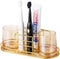 Toothbrush Holder with Cup Holder, Electric Toothbrush Toothpaste Holder, Stainless Steel Bathroom Stand (Gold)